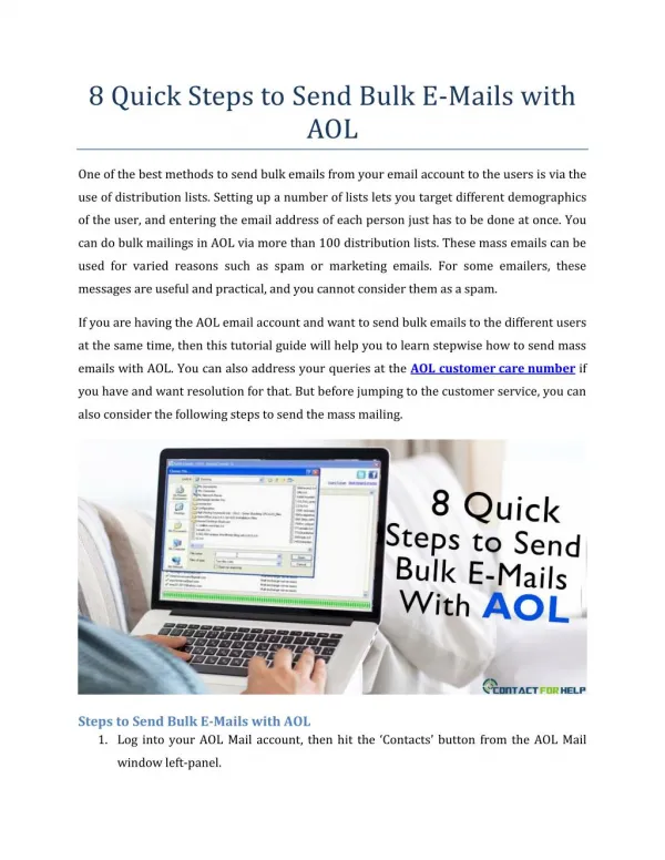 8 Quick Steps to Send Bulk E-Mails with AOL