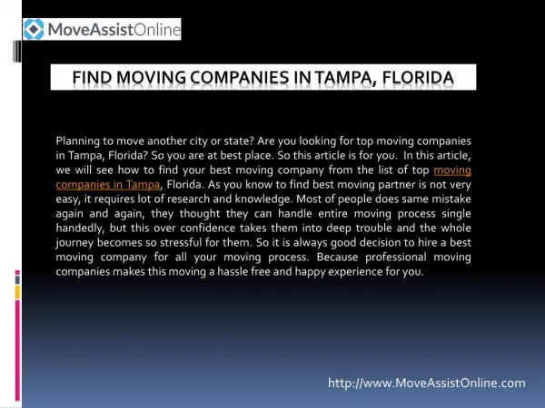 Best Moving Companies in Tampa, Florida