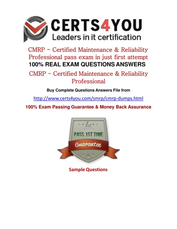CMRP Exam Questions