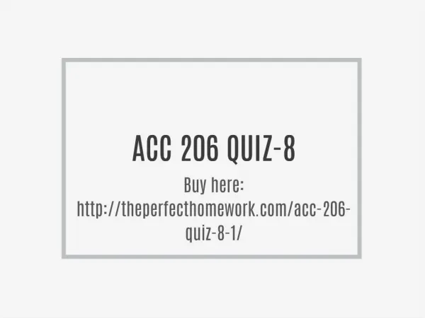 ACC 206 QUIZ-8
