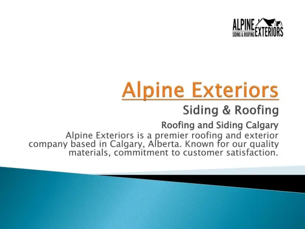 Alpine Exteriors - Roofing and Siding Calgary