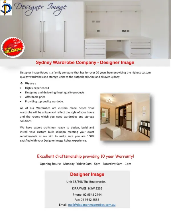 Sydney Wardrobe Company - Designer Image