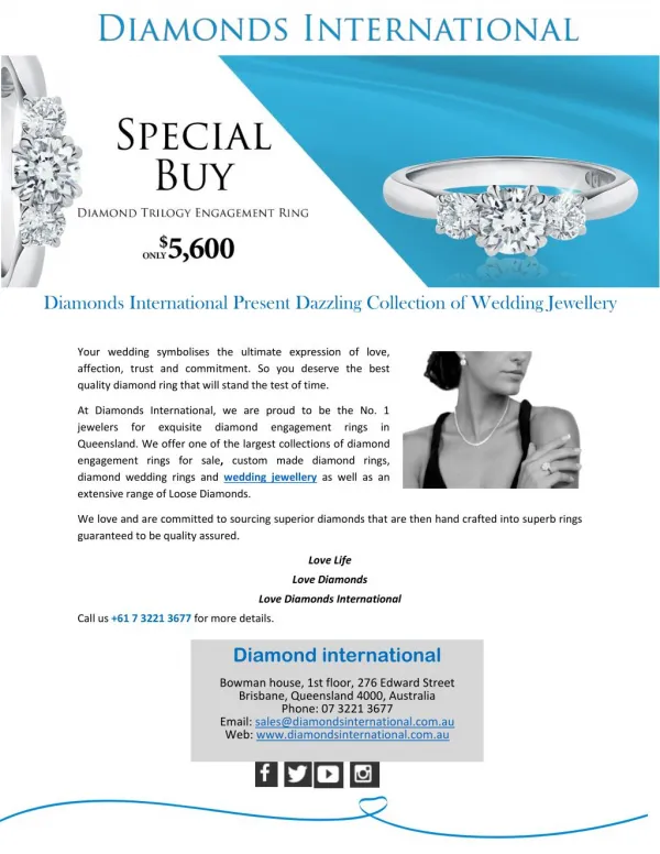 Diamonds International Present Dazzling Collection of Wedding Jewellery