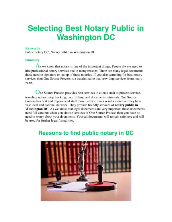 Selecting Best Notary Public in Washington DC