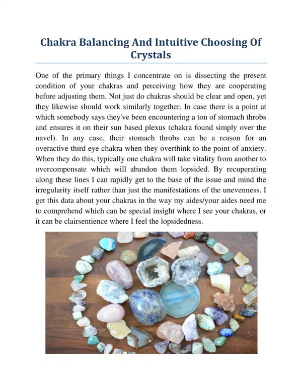 Chakra Balancing And Intuitive Choosing Of Crystals