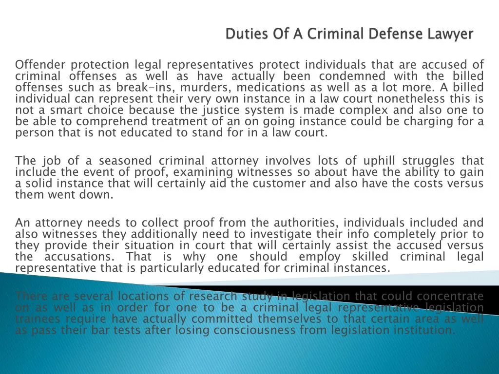 duties of a criminal defense lawyer