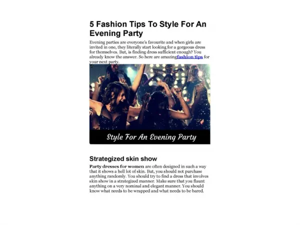 5 Fashion Tips To Style For An Evening Party