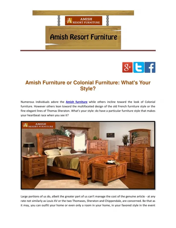 Amish Furniture or Colonial Furniture: What's Your Style?