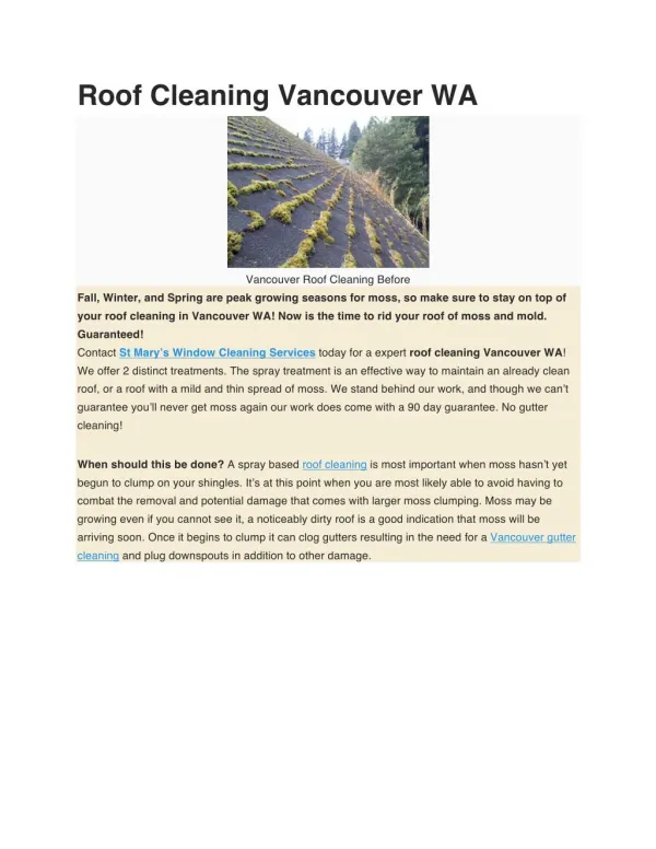 Roof Cleaning Vancouver Wa