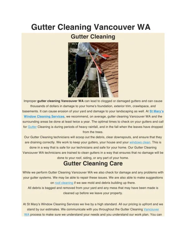 Gutter Cleaning Vancouver WA