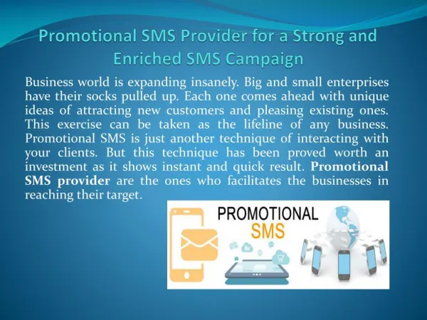 Promotional SMS Provider for a Strong and Enriched SMS
