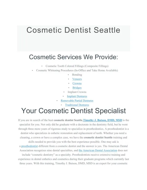 Cosmetic Dentist Seattle