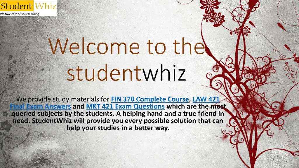 welcome to the student whiz