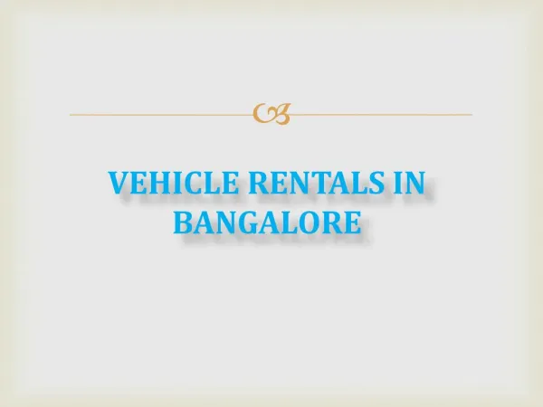 Vehicle Rental Services in Bangalore