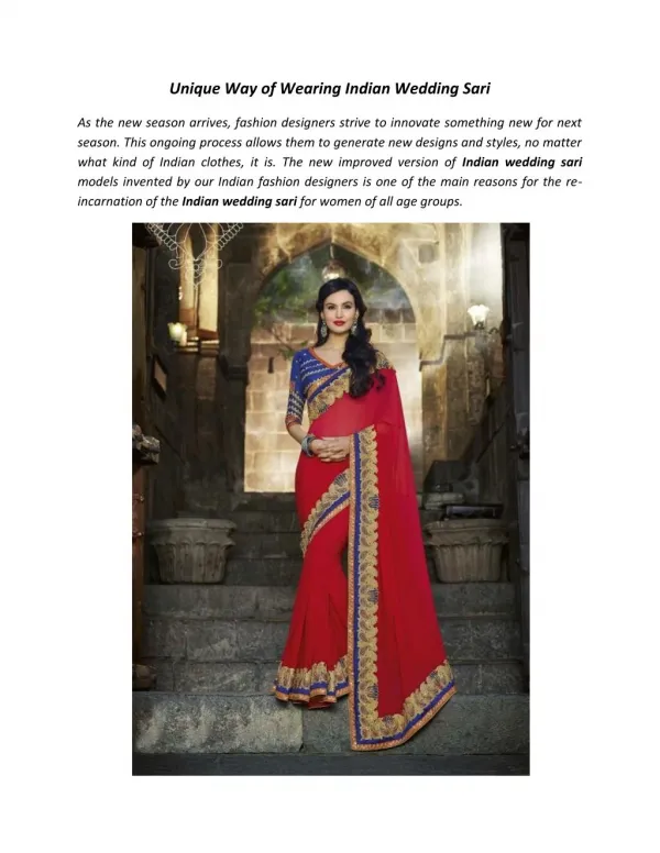 Unique Way of Wearing Indian Wedding Sari
