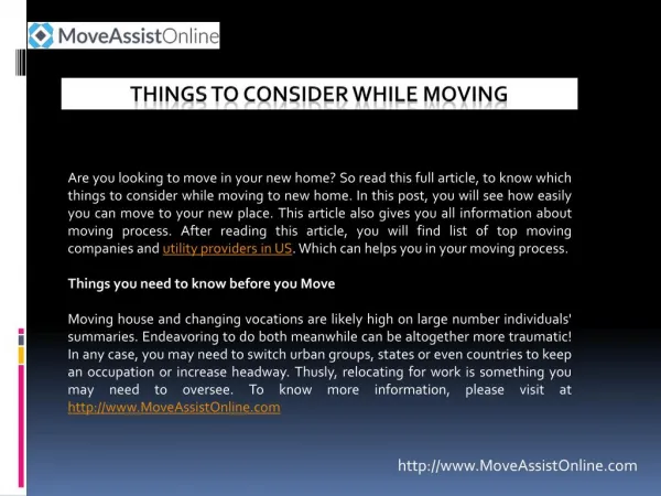 Things to Consider While Moving to Other Location