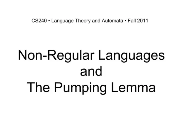 CS240 Language Theory and Automata Fall 2011