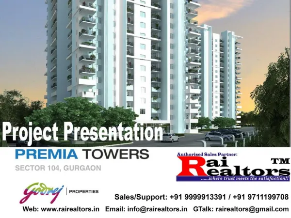 Godrej Premia Towers ||9999913391 Godrej Summit Premia Towers Sector 104 Dwarka Expressway Gurgaon