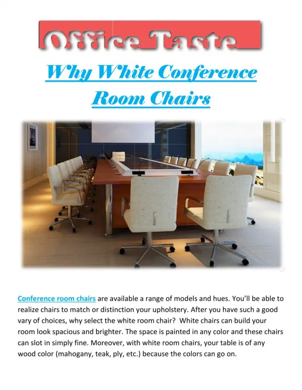 Why White Conference Room Chairs