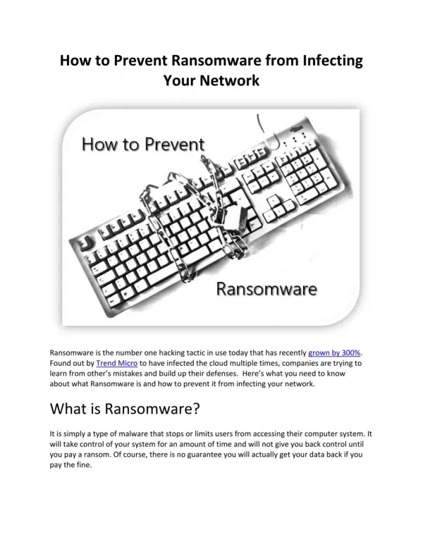 How to Prevent Ransomware from Infecting Your Network