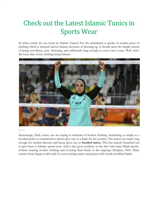 Check out the Latest Islamic Tunics in Sports Wear