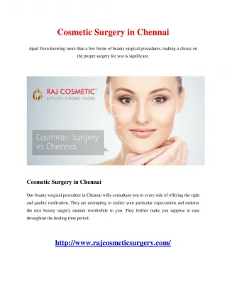 Cosmetic Surgery in Chennai - slide 1