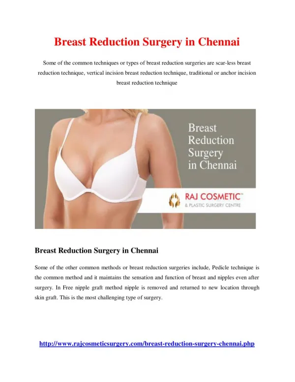 Breast Reduction Surgery in Chennai