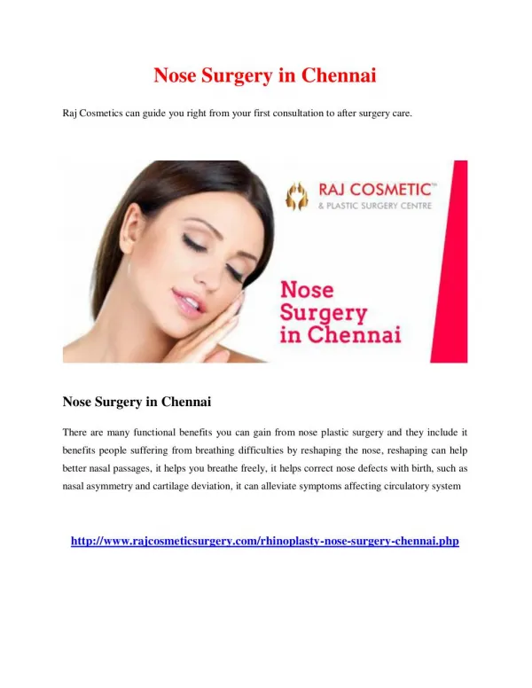 Nose Surgery in Chennai