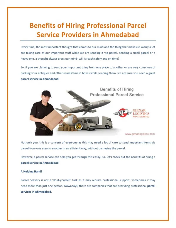 Benefits of Hiring Professional Parcel Service Providers
