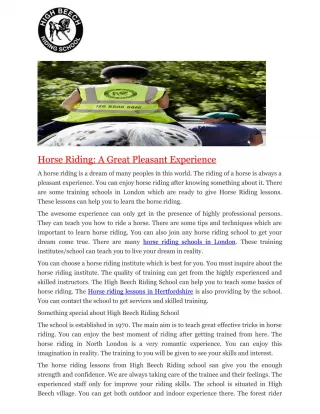Horse Riding: A Great Pleasant Experience - slide 1