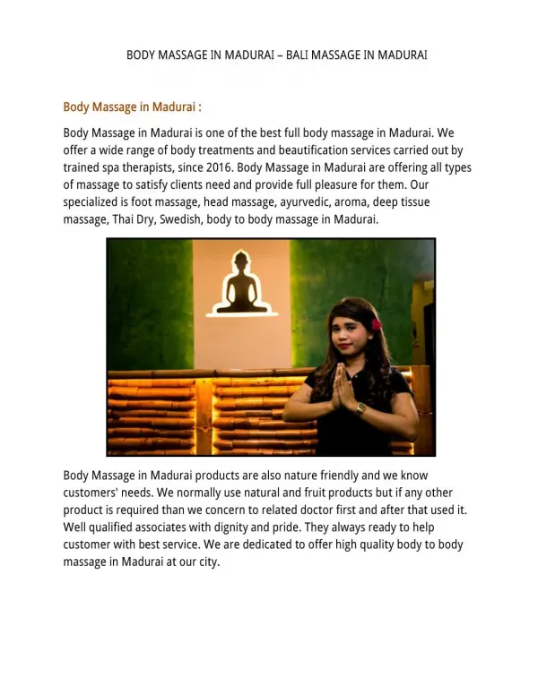 Body massage in madurai | bali massage in madurai | Ayurvedic Body Massage in Madurai | Full Body Ma