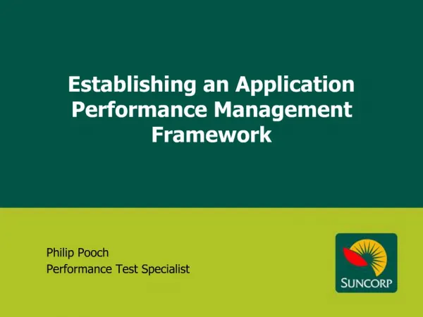 Establishing an Application Performance Management Framework