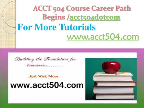 ACCT 504 Course Career Path Begins /acct504dotcom