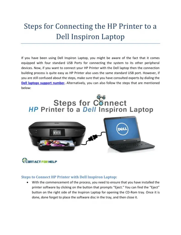 Steps for Connecting the HP Printer to a Dell Inspiron Laptop
