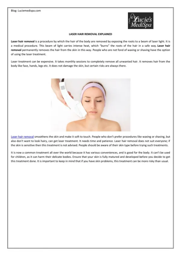 Laser Hair Removal Explained by Lucie Medispa