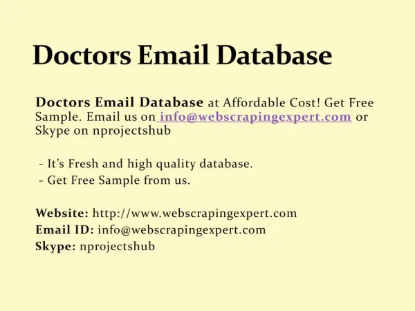 Doctors Email Database