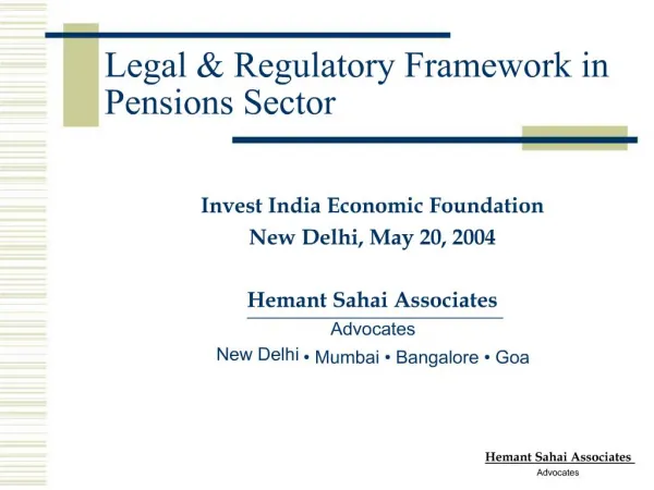 Legal Regulatory Framework in Pensions Sector