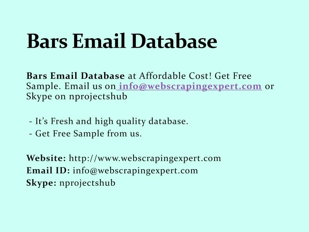 bars email database