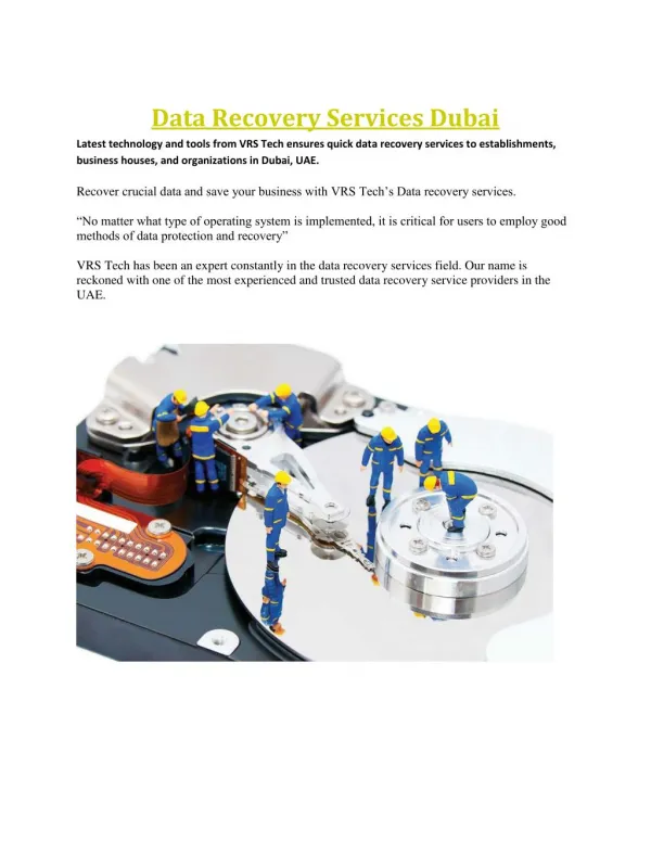 Data Recovery Services - Data Recovery Solutions Dubai