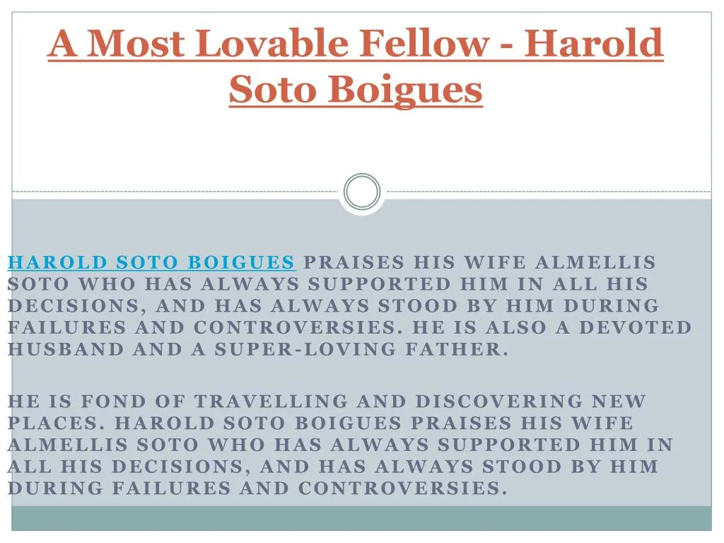 a most lovable fellow harold soto boigues