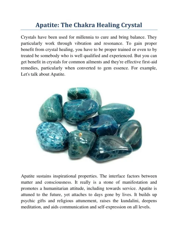 Apatite: The Chakra Healing Crystal