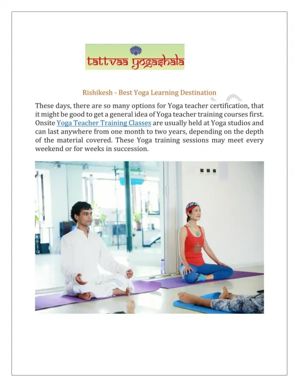 Rishikesh - Best Yoga Learning Destination