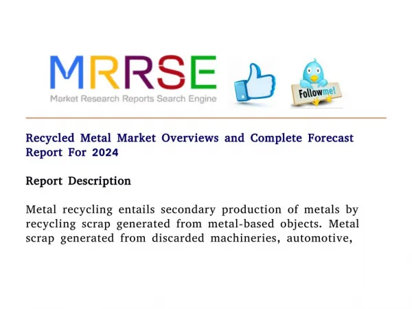 Recycled metal market overviews and complete forecast report for 2024