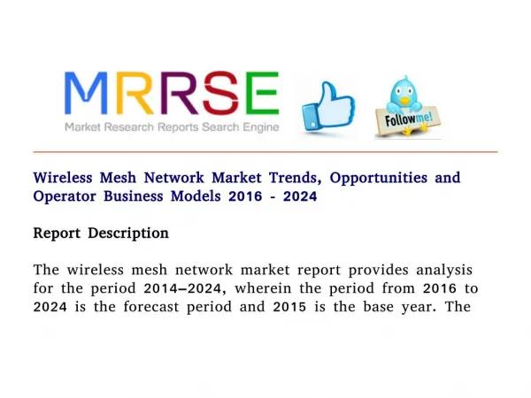 Wireless mesh network market trends, opportunities and operator business models 2016 2024