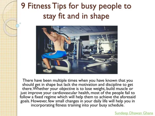 9 Fitness Tips for busy people to stay fit and in shape