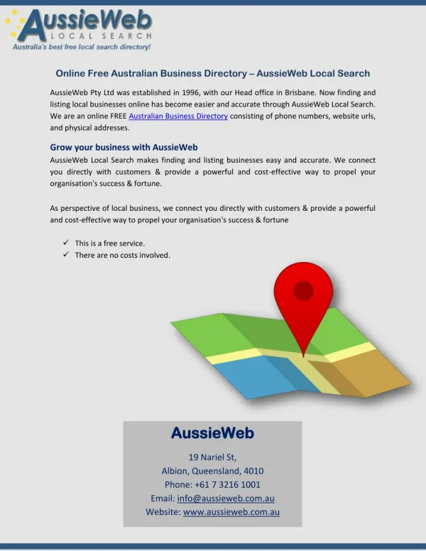 Online Free Australian Business Directory – AussieWeb Local Search