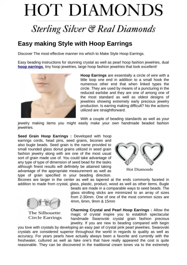 Buy Beautiful Designs of Hoop Earrings Online at Hot Diamonds