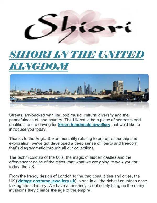 SHIORI IN THE UNITED KINGDOM