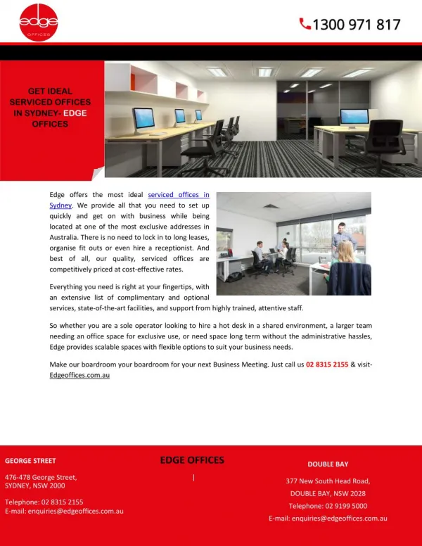 GET IDEAL SERVICED OFFICES IN SYDNEY- EDGE OFFICES