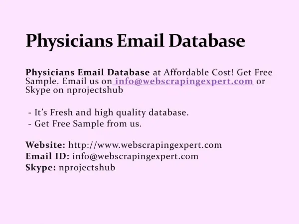 Physicians email database
